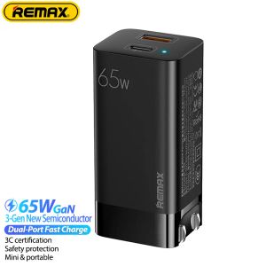 Chargers remax 65w Gan PD3.0+QC3.0 Многокомпонируемое быстрое зарядное устройство для iPhone/samsung/huawei/mac/таблетки/ноутбуки 1a1c