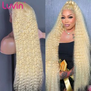 LUVIN 613 Honey Blonde Color 13x6 레이스 정면 가발 물 곱슬 HD 투명 브라질 Remy 13x4 Deep Wave Pront Human Hair 240419