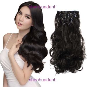 Wig womens long curly hair one piece style with a large amount of synthetic fiber wig clips and