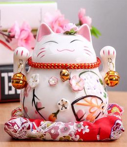 45 -дюймовый Maneki Neko Ceramic Lucky Cat Home Decor Фарфоровые украшения деловые подарки Fortune Cat Money Box Fengshui Craft Y20010632271136