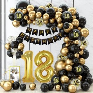Decorazione per feste Black Gold Groon Garland Arch Kit 18 ° 30 ° 40 ° 50 ° compleanno Decorazioni Confetti Lattice DECA