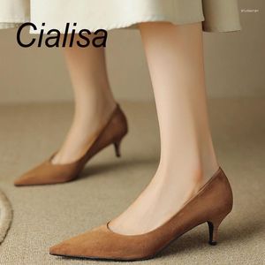 Kleiderschuhe cialisa sexy spitze Zeh Herbst HILTEDELELE LEDER Elegante Party Frauen Pumps handgefertigtes Schlupf-On dünner Mid Heels Schuhe Schuhe