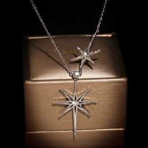 Pendant Necklaces 925 silver female six-pointed star pendant European and American light luxury neck chain clavicle necklace H240426