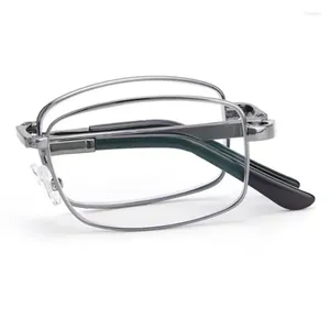 Solglasögonramar 54mm Folding Alloy Full Frame Square Glass för män och kvinnor Anti Blue Light Recept 8855