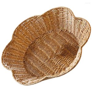 Dinnerware Sets Rattan Woven Serving Tray Flower Shaped Handmade Plate Decorative Wicker Trays Round Boho Bowls Fruit Basket Snack