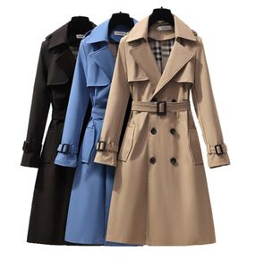 S-4XL Autumn Fashion Coat Elegant Belt Coat Women Loose Mid-Length Windbreaker Female Long Designer Adthing Clothing 325465