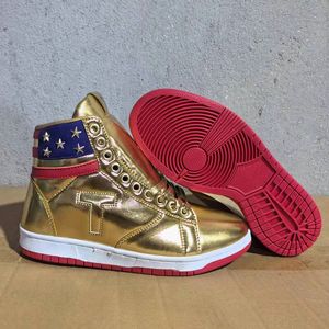 2024 T Trump Basketball Sapatos casuais The Never Surrender High-Tops Designer 1 TS Gold Gold Custom Men Outdoor Sneakers Comfort Sport Sport Trendy Lace-up Outdoor Tamanho grande Us 13 T26