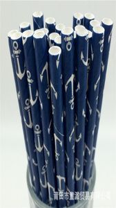 White Anchor Navy Paper Straws Marine Wedding Kids Birthday Baby Charf Party Decoration 353 R23624881