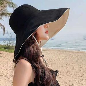 Wide Brim Hats Bucket Hats Summer Sun Hats For Women Big Wide Brim Bucket Hat Foldable UV Protection Female Panama Beach C Outdoor Travel Fisherman Cs J240425