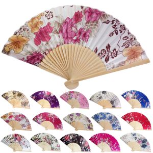 Fan di nozze personalizzato Vintage Vintage Bamboo Fan Flower Flow Flower Flower Case Dance Pocket Regali Fan Fan di matrimonio