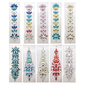 Tattoo Transfer 3D EDM Music Festival Tattoo Stickers Glitter Fashion Crystal Forehead Sticker Hair Jewels Adhesive Body Face Colored Rhinestone 240427