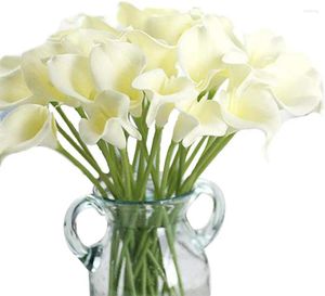 Flores decorativas Artificial 30pcs Calla Lily Touch Real Touch Bridal Wedding Bouquet Home Garden Party Festival Decoração