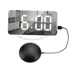 Clocks Loud Alarm Clock Phone Charger Vibrating Table Clock for Heavy Sleepers Deaf Snooze USB LED Mirror Alarm Clock Digital Display