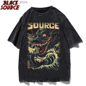 Men's T-Shirts Large mens T-shirt Japanese samurai style short sleeved shirt O-neck loose hip-hop street clothing P0833 Q240426