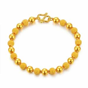 BEDED JOYRIA feminino 24k Bracelete de ouro fosco de ouro 750 999 Real Love Pixiu Transferência de contas ajustáveis Cadeia longa ajustável