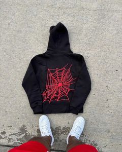 Men's Hoodies Sweatshirts Y2K whole network debut black casual loose inspirational slogan hoodie dent couple spider web print top clothing wholesale H240425