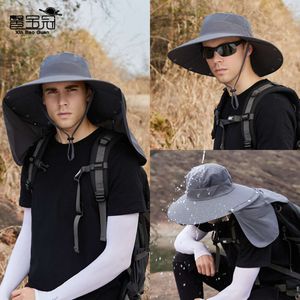 9209 New Summer Sunshade Fisherman Hat Women's Outdoor Mountainering Fishing Fishing Sunscreen Hat Neck Protection Big Eaves Men's Hat