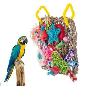 Other Bird Supplies Fun Exercise Toys For Pets Anxiety Relief Parrot Chewing Natural Grass Tubes Colorful Woven Wire Paper Pet