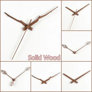 Clocks Solid Wood Wall Clock Parts Home Decor Creative Wood Clock Hands in Black Walnut Hour Minute Second Clock Pointer Repair Parts