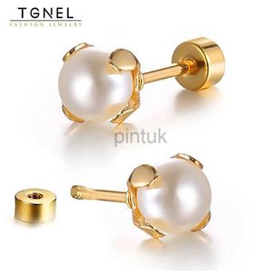 Stud Steel Ear Studs Small Pearl Earrings Simple Exquisite Elegant Girls Earrings Fashion Firm Claws Gold Plated Accessories Gifts d240426