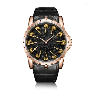 Нарученные часы Knight Watch Men's Wordhole Concept Black Mechanical