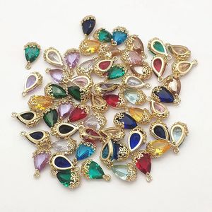 到着16x10mm 50pcs銅/クリスタルドロップチャーム/ハンドメイドネックレス/イヤリングDIYパートジュエルリーアクセサリー240416