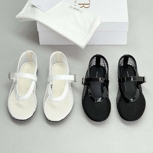 designer sandals women slide heels shoes Round head niche design fish mesh hollow ballet womens summer fashionable flat bottomed belt buckle single