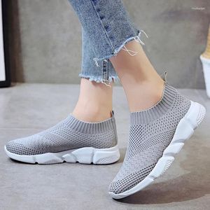 Gelegenheitsschuhe Frauen plus Größe 42 Stretch Stoff -Sneaker vulkanisieren weibliche Schlupf auf Korbsocken