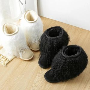 Stivali Natural Tibet Lamb Fur Snow Lady Inverno Vero in pelle in un pezzo Spessa scarpe da ragazza calda