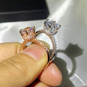 2020 Ny ankomst Victoria Luxury Jewelry 925 Sterling Silverrose Gold Fill Round Cut Topaz Cz Diamond Gemstones Women Wedding Cro112958
