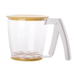 PLAST PRESS CUP FAPE Mjöl sifter sil siktfilter med lock köksverktyg handpressat separeringsmjölsikt verktyg