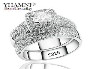 Yamni Luxury Gungagement Double Rings Set Original Real 925 Silver Silver White Cz Ring Set Set Wedding Fine Jewelry R14990447519422081