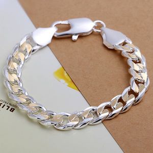 925 Silver Dichroic Sideways Shrimp Buckle Armband DFMCH113 Helt nytt Fashion 925 Sterling Silver Plated Chain Link Bra303y