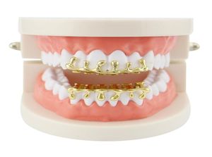 Hip Hop Water Drop Grillz Real Gold Plated Hollow Dental Grills Rapper Body Jewelry Four Colors Golden Silver Rose Gold Gun Black 5682104