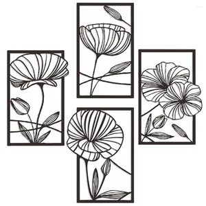 Estatuetas decorativas 4 PCs decoração Decorações de metal de folhas de lótus de flor de folhas para a sala de estar pendurada