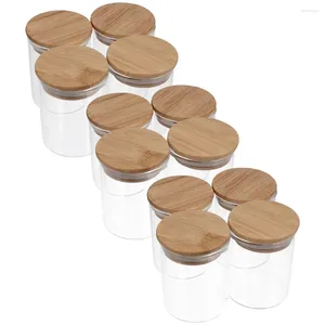 Storage Bottles 12Pcs Kitchen Glass Jars Spice Food Cereal Container With Bamboo Airtight Lid For Flour Sugar