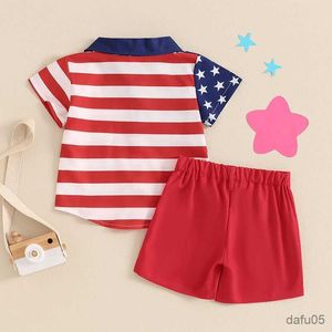 Наборы одежды День независимости наряды летняя детская одежда для маленьких мальчиков Звездная кнопка припечатки с короткими рубашками с короткими рубашками