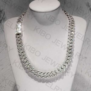 18mm Hip Hop Jewelry Baguette Diamond Men Necklace Iced Out Vvs Moissanite Sterling Silver 925 Cuban Link Chain