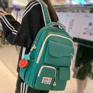 Bolsas escolares lazer feminino bola de livro verde feminino kawaii laptop nylon backpack ladies Travel Girl fofo college moda