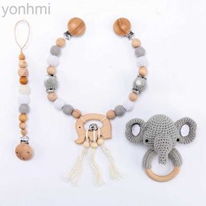 Osko Mobiles# Baby Wood Crochet barnvagn Toys Elephant Bed Hanging Rattle Toy Crochet Animal Pendant Bead Armband Baby Crib Mobile Rattle Toy D240426