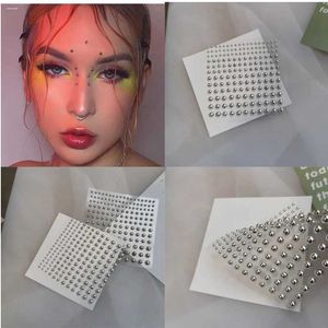 Tattoo Transfer 3-4-5-6mm Dance Music Party Artistic Makeup Accessories 3D DIY Silver Lip Studs Eye Performances Face Jewels Temporary Tattoo 240426