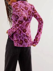 Женские рубашки женская кнопка с длинным рукавом в рубашке повседневная цветочная принцип с урчами блузка Слим облегающая работа на уличной одежде