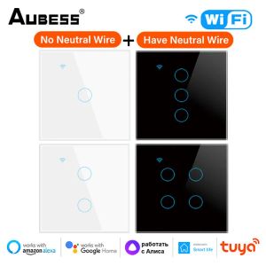 Control Aubess Wifi Us/eu Smart Light Switch Neutral Wire/no Neutral Wire Required Tuya Smart Switch Work with Alice Google Home Alexa
