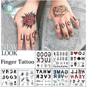 Tatueringsöverföring Rocoart Rock Punk Style Tattoo Sticker Flower Letters Finger Tattoos Makeup Party Body Art Temporary Tattoo Stickers Fake Taty 240427