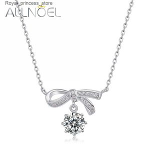 Pendant Necklaces Allnoel 1CT Womens Moisturizing Necklace with Bow Shape Elegant Anniversary Birthday Gift Exquisite Jewelry Valentines Day Q240426