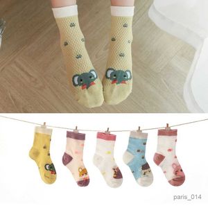 Kinder Socken 5pairs/Los Sommer Frühling Baby Socken Baumwolldünne Mesh Cartoon Kinder Socken Fußdrucken süße schöne bunte Kinder Socken