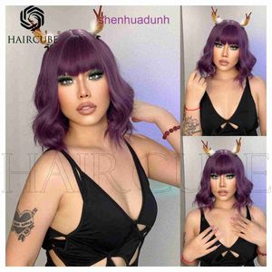 Archiubi di capelli Purple Drip Drive Bangs Short Curly Hair Cosplay Style Event Party New