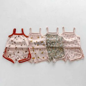 Kläderuppsättningar 2023 Summer Baby Clothing Set Mesh Girls Camisole and Shorts 2 PC Baby Suit H240426