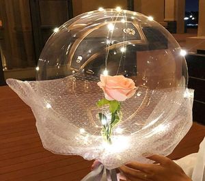 LED Luminöse Luftballons Transparent Round Foam Rose Bouquet Bobo Ball Geburtstagsfeier Hochzeit Dekoration Valentinstag Balloons 10274988220