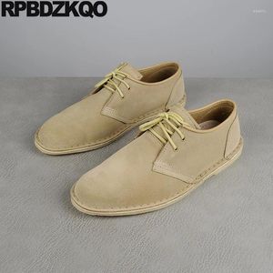 Sapatos casuais apartamentos redondos de dedão conforto nubuck lace up uwhide vintage oxfords marrom macio de couro genuíno derby homens goodyear solteados